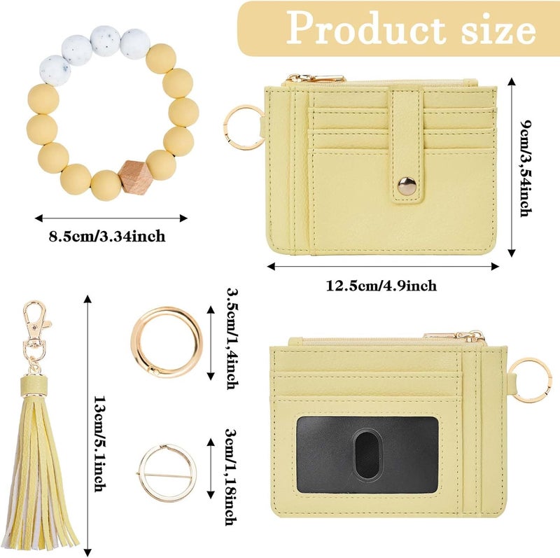 KNGITRYI Wallet Keychain Wristlet for Women,Slim RFID Credit Card Holder Purse Tassel Keychain Bangle Key Ring for Men Women - Image 2